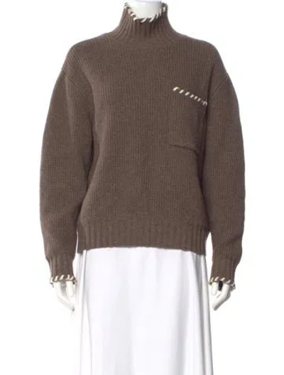 Pre-owned Sandro Wool Mock Neck Sweater In Brown