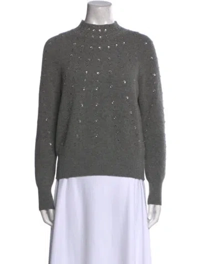 Pre-owned Sandro Wool Mock Neck Sweater In Gray