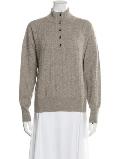 Pre-owned Sandro Wool Mock Neck Sweater In Gray