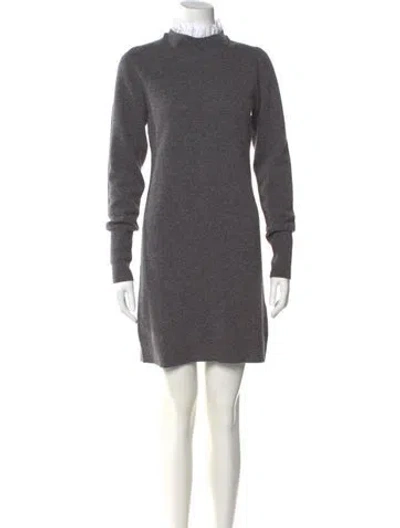 Pre-owned Sandro Wool Mock Neck Sweater In Gray