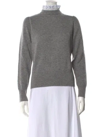Pre-owned Sandro Wool Mock Neck Sweater In Gray