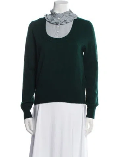 Pre-owned Sandro Wool Mock Neck Sweater In Green