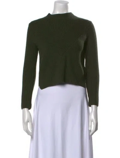 Pre-owned Sandro Wool Mock Neck Sweater In Green