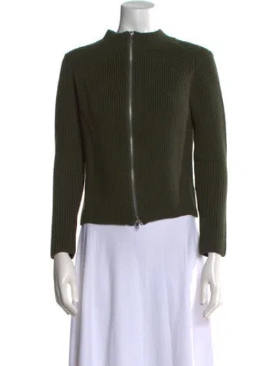 Pre-owned Sandro Wool Mock Neck Sweater In Green