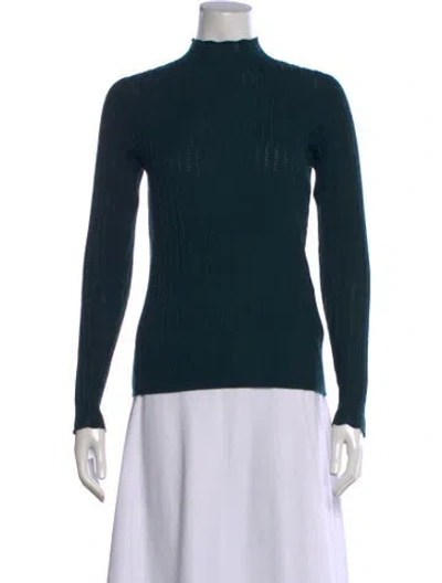 Pre-owned Sandro Wool Mock Neck Sweater In Green