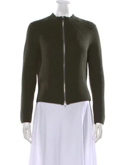 Pre-owned Sandro Wool Mock Neck Sweater In Green
