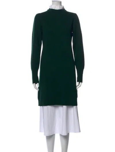 Pre-owned Sandro Wool Mock Neck Sweater In Green