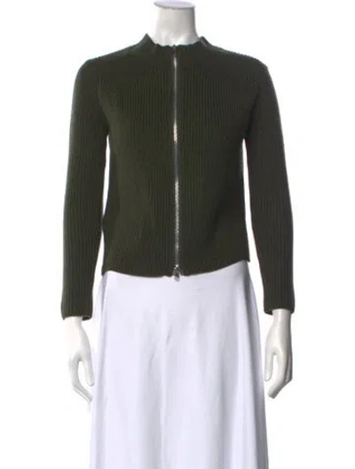 Pre-owned Sandro Wool Mock Neck Sweater In Green