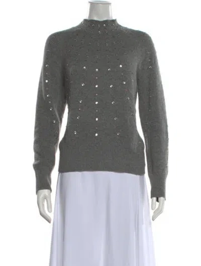 Pre-owned Sandro Wool Mock Neck Sweater In Grey