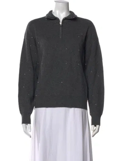 Pre-owned Sandro Wool Mock Neck Sweater In Grey