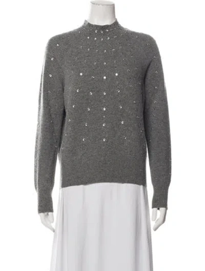 Pre-owned Sandro Wool Mock Neck Sweater In Grey