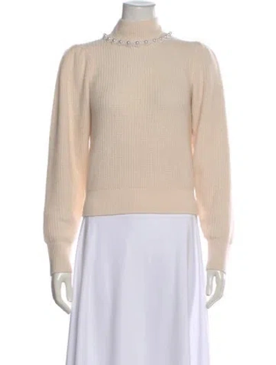 Pre-owned Sandro Wool Mock Neck Sweater In Neutral