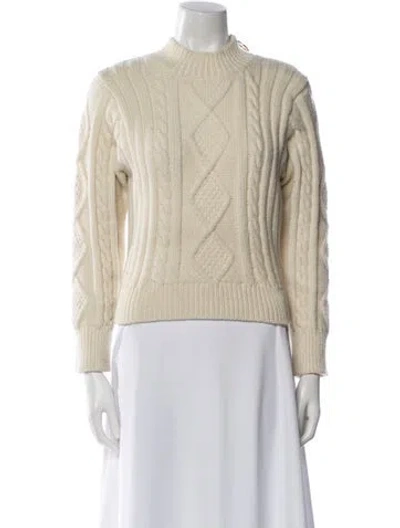 Pre-owned Sandro Wool Mock Neck Sweater In Neutral