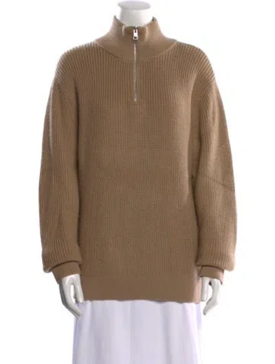 Pre-owned Sandro Wool Mock Neck Sweater In Neutral