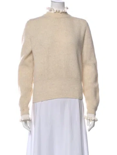 Pre-owned Sandro Wool Mock Neck Sweater In Neutral