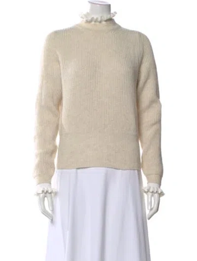 Pre-owned Sandro Wool Mock Neck Sweater In Neutral