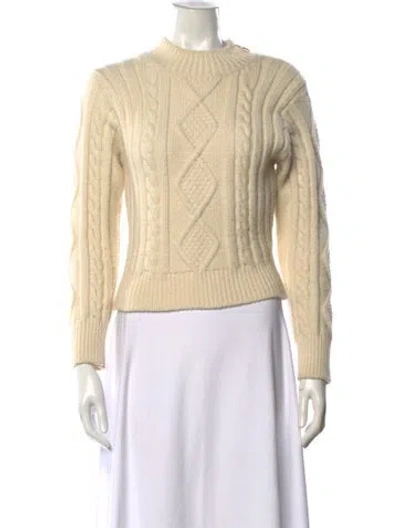 Pre-owned Sandro Wool Mock Neck Sweater In Neutral