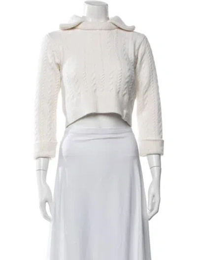 Pre-owned Sandro Wool Mock Neck Sweater In Neutral