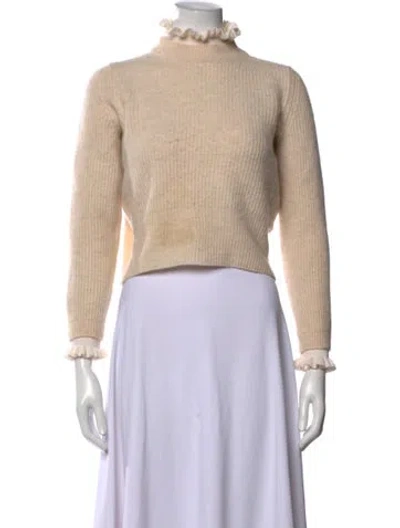Pre-owned Sandro Wool Mock Neck Sweater In Neutrals