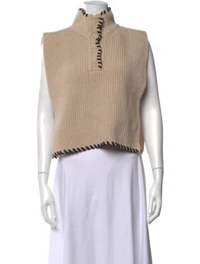 Pre-owned Sandro Wool Mock Neck Sweater In Neutrals