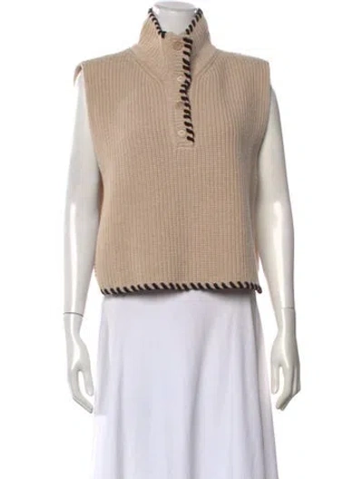 Pre-owned Sandro Wool Mock Neck Sweater In Neutrals