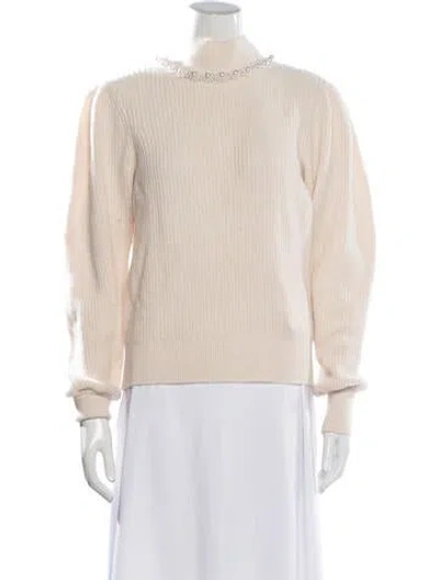 Pre-owned Sandro Wool Mock Neck Sweater In Neutrals