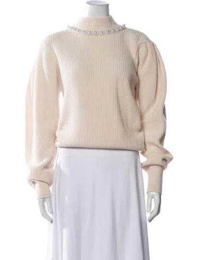 Pre-owned Sandro Wool Mock Neck Sweater In Neutrals