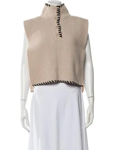 Pre-owned Sandro Wool Mock Neck Sweater In Neutrals