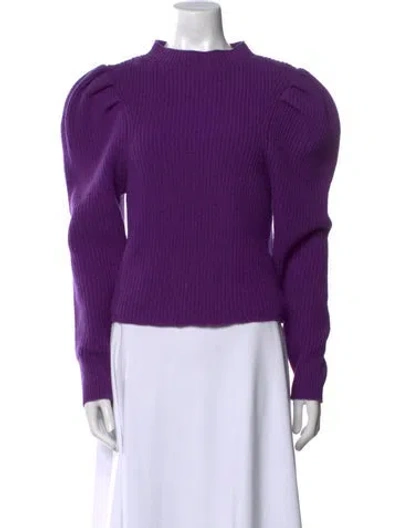 Pre-owned Sandro Wool Mock Neck Sweater In Purple