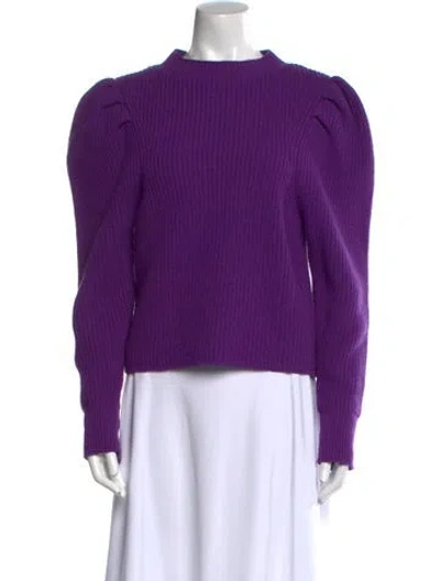 Pre-owned Sandro Wool Mock Neck Sweater In Purple