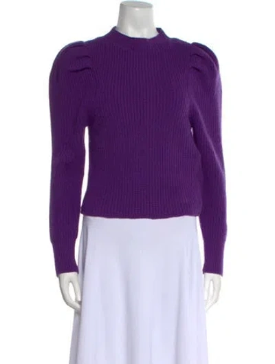 Pre-owned Sandro Wool Mock Neck Sweater In Purple