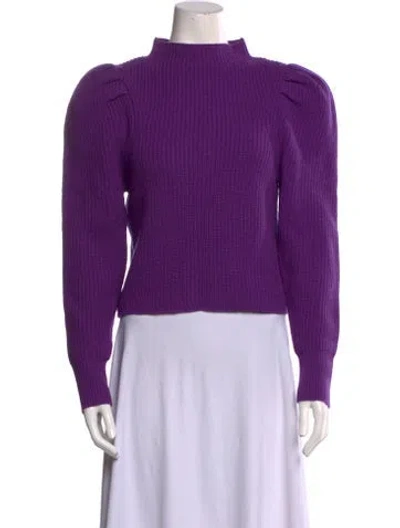 Pre-owned Sandro Wool Mock Neck Sweater In Purple