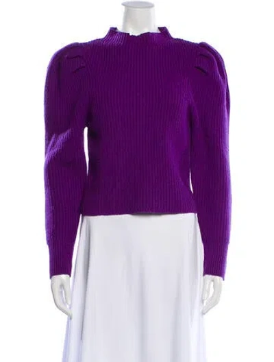 Pre-owned Sandro Wool Mock Neck Sweater In Purple