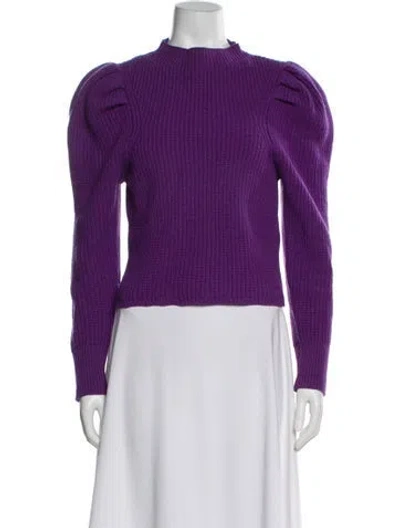 Pre-owned Sandro Wool Mock Neck Sweater In Purple