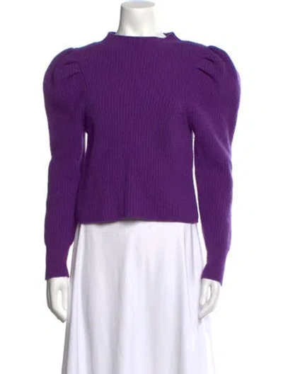 Pre-owned Sandro Wool Mock Neck Sweater In Purple