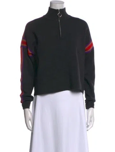 Pre-owned Sandro Wool Mock Neck Sweatshirt In Black