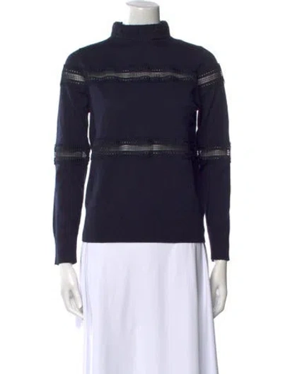 Pre-owned Sandro Wool Mock Neck Sweatshirt In Blue