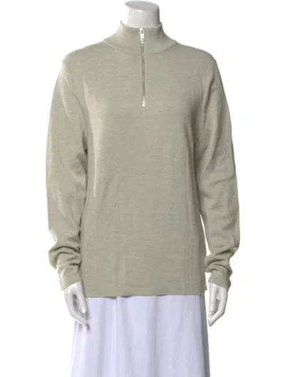 Pre-owned Sandro Wool Mock Neck Sweatshirt In Green