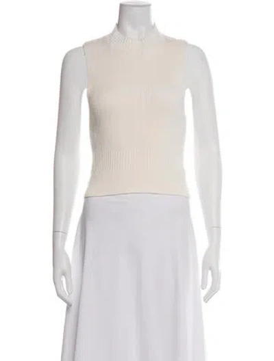 Pre-owned Sandro Wool Mock Neck Top In Neutral