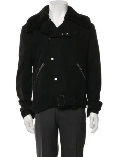 Pre-owned Sandro Wool Moto Jacket In Black