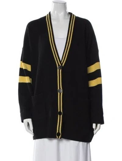 Pre-owned Sandro Wool Open Front Sweater In Black