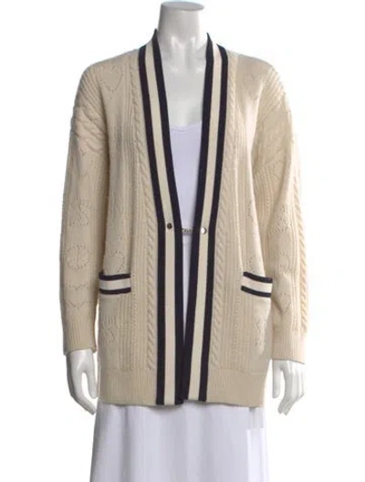 Pre-owned Sandro Wool Open Front Sweater In Neutral