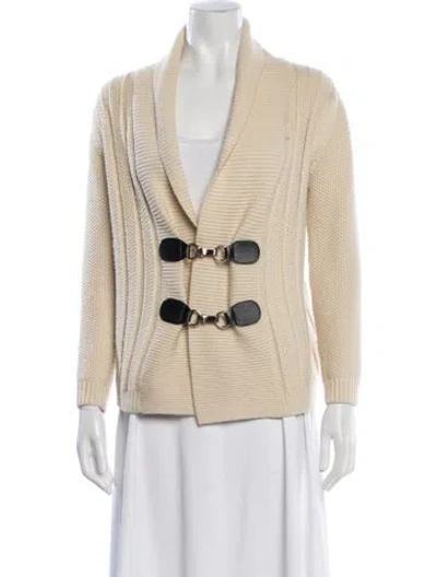 Pre-owned Sandro Wool Open Front Sweater In Neutral