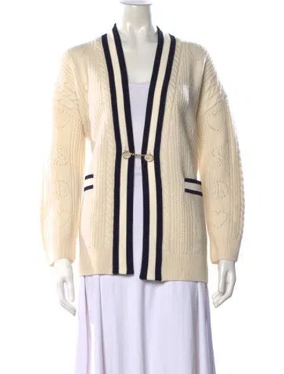 Pre-owned Sandro Wool Open Front Sweater In Neutral