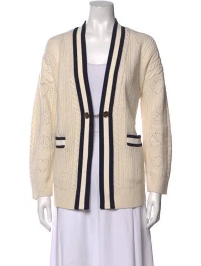 Pre-owned Sandro Wool Open Front Sweater In Neutrals