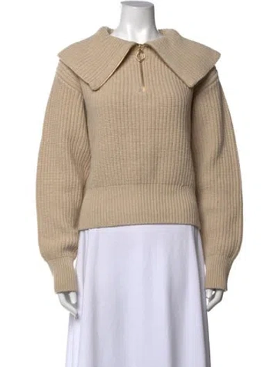 Pre-owned Sandro Wool Open Front Sweater In Neutrals