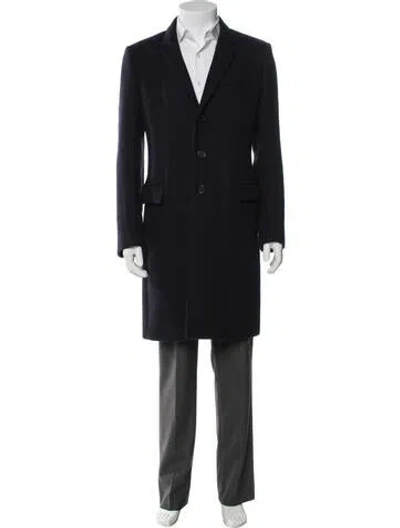 Pre-owned Sandro Wool Overcoat In Blue