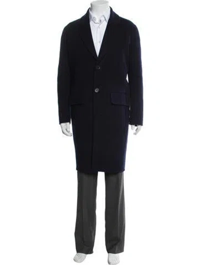 Pre-owned Sandro Wool Overcoat In Blue