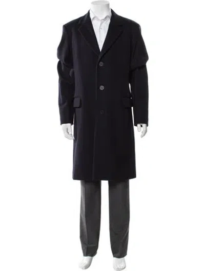 Pre-owned Sandro Wool Overcoat W/ Tags In Blue