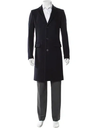 Pre-owned Sandro Wool Overcoat W/ Tags In Blue